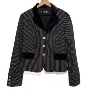 RARE, Vintage, Tripp NY Pinstripe Velvet Skull Button Jacket, Women's M